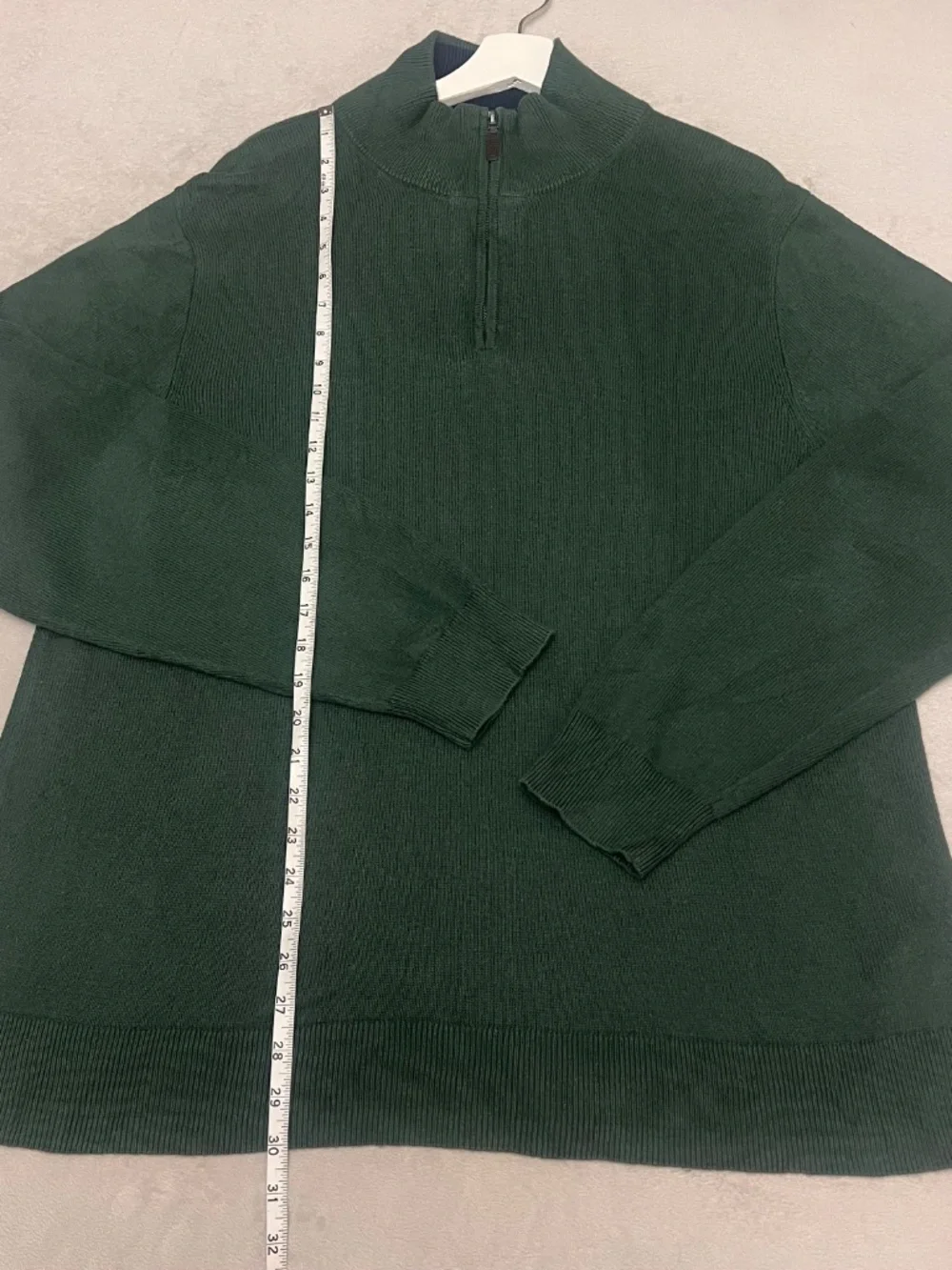 J.Crew Men's Sweater Size XL Dark Green 1/4 Zip Up 100% Cotton